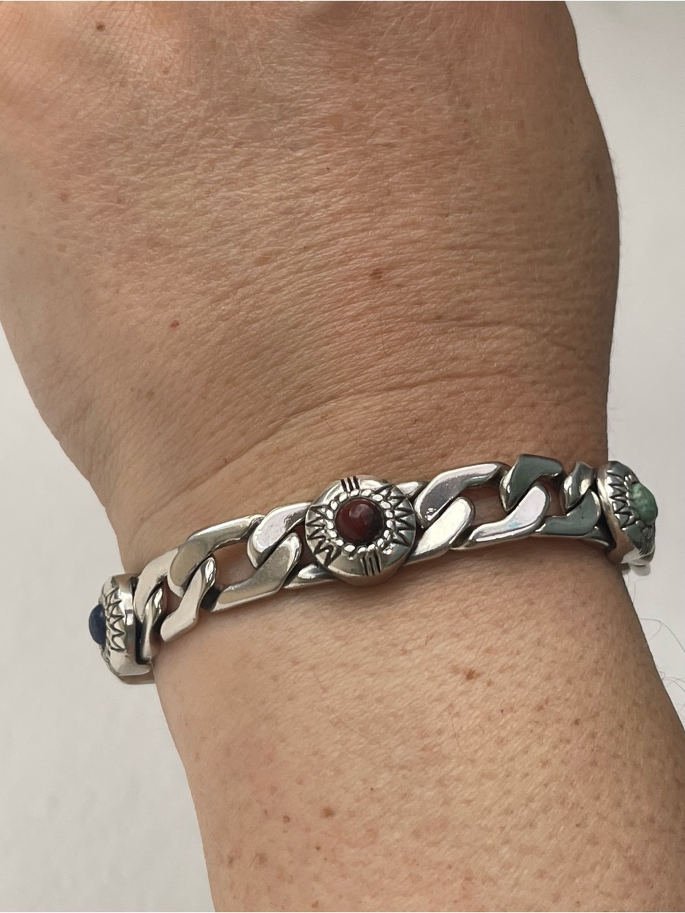 Brighton Silver-Tone Bracelet with Red, Blue and Green Stones " Fortino "